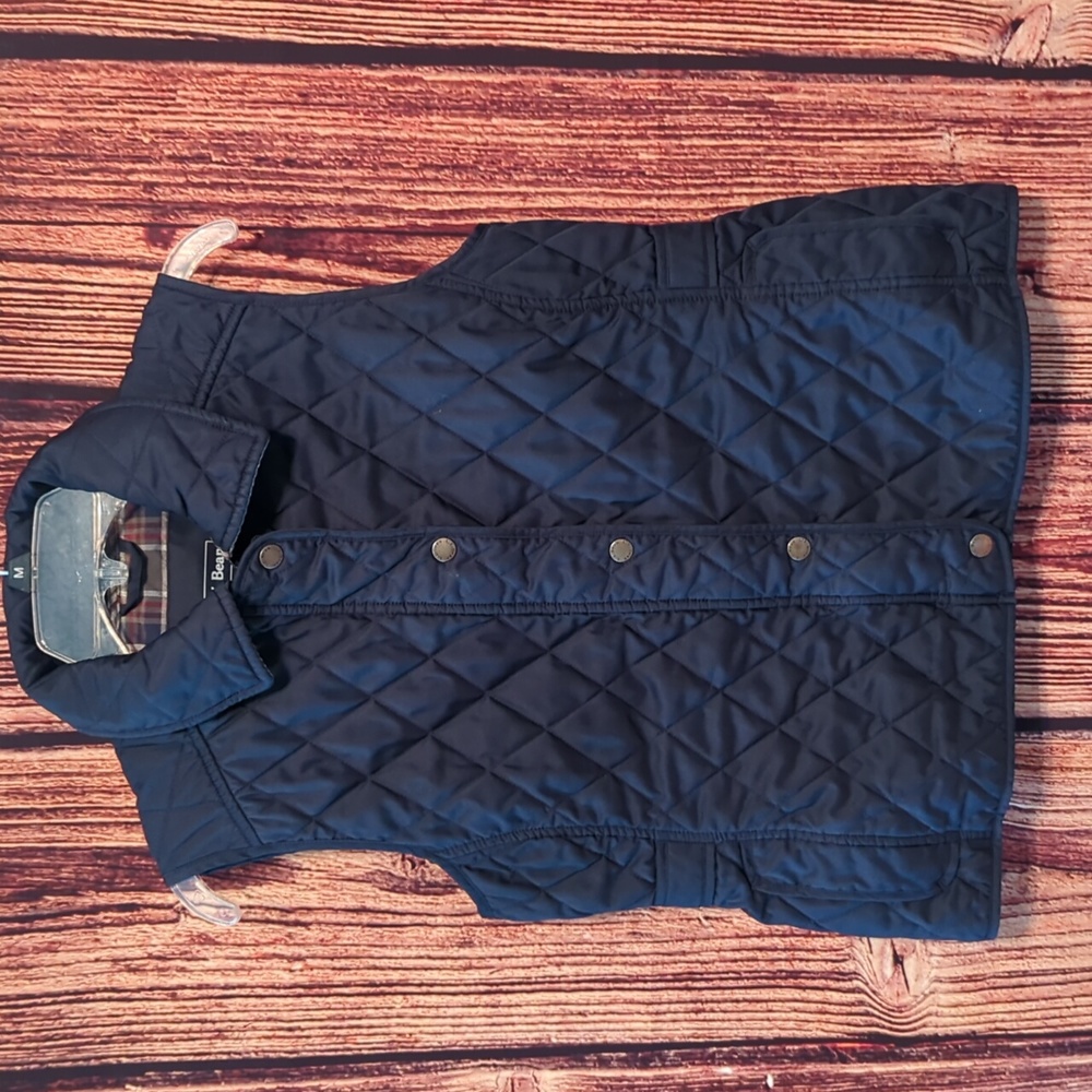 LL Bean Quilted Riding Vest Dark Navy Lightweight Pockets #284358